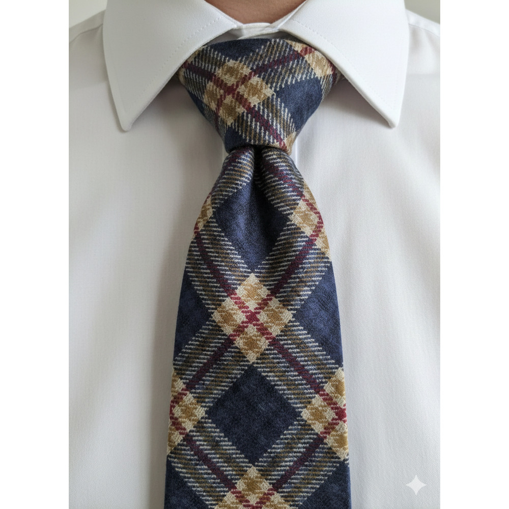 Tommy Hilfiger blue yellow plaid Italian silk tie - 57"